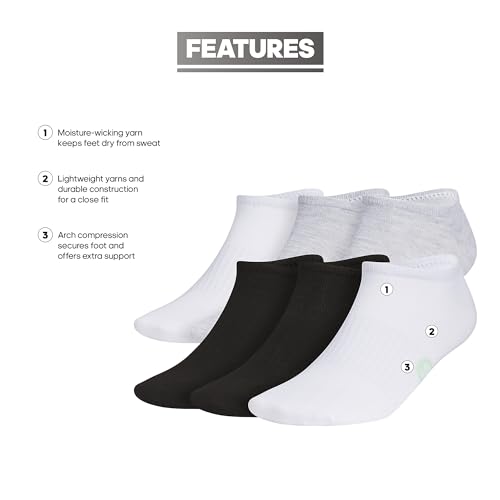 Superlite Classic No Show Socks low-profile fit, arch-compression and lightweight breathable construction (6-Pair)