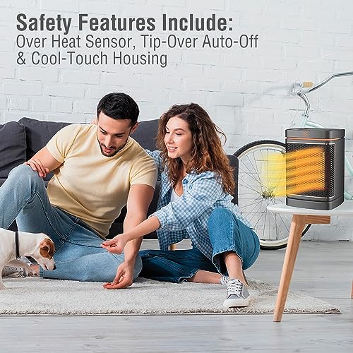 Ontel Handy Heater Copper Core Pure Warmth Ceramic Space Heater (1500 W), Adjustable Thermostat, Portable Heater for the Bedroom, Office, Garage & More, Quiet Small Space Heater