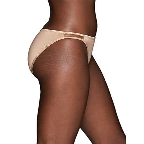 Vanity Fair Women's Illumination String Bikini Panties, Silky Stretch & Satin Trim, Rose Beige, 6