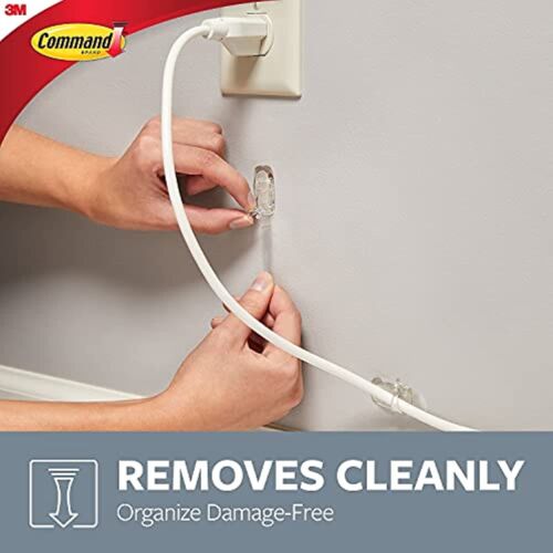 Command Round Cord Clips, Clear, Damage Free Organizing, 4 Cord Clips and 5 Strips