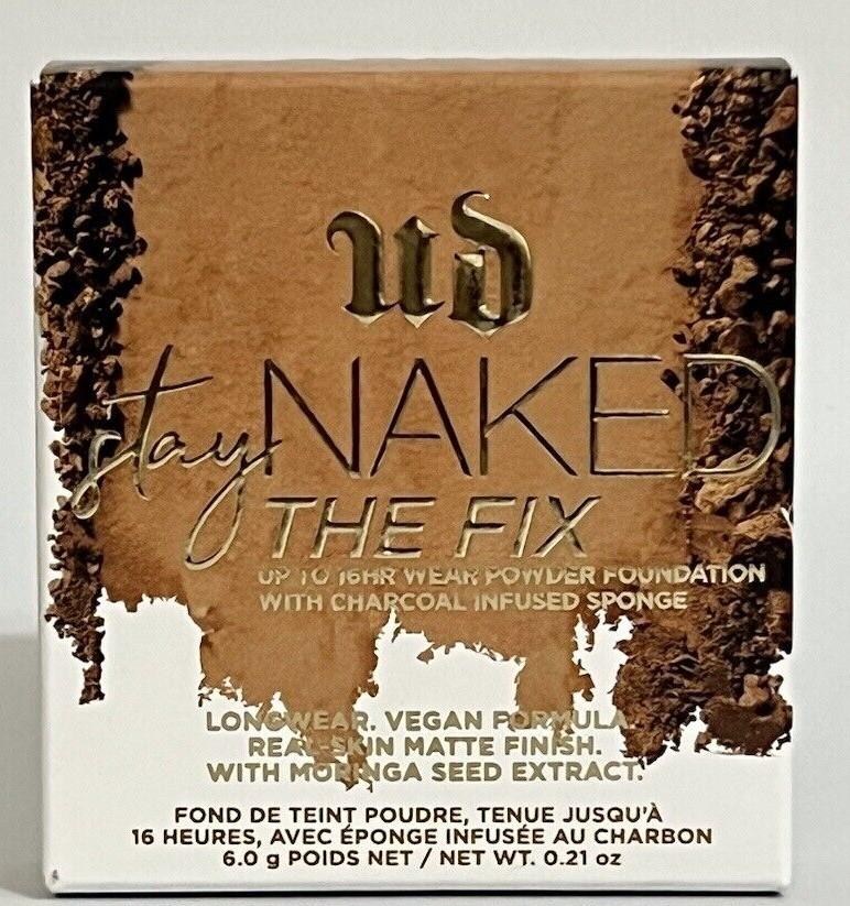 Urban Decay Stay Naked The Fix Powder Foundation, 80NN - Matte Finish Lasts Up To 16 Hours - Water & Sweat-Resistant - Comes with Charcoal-Infused Sponge
