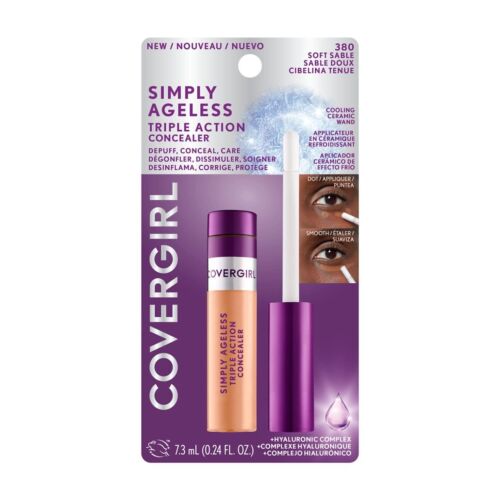 COVERGIRL Simply Ageless Triple Action Concealer, 380 Soft Sable, 0.24 fl oz