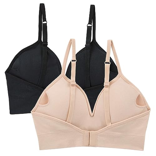 DKNY Women Seamless Bra, 2-Pack, BLACK/SAND, Medium