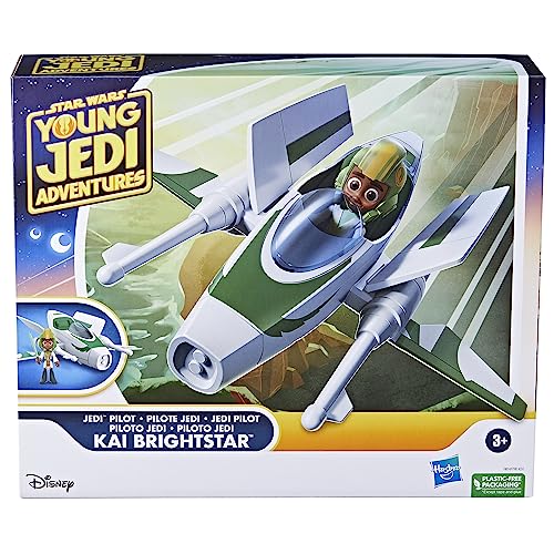 Star Wars: Young Jedi Adventures Jedi Pilot Kai Brightstar, 4-Inch Scale Action Figure Ship, Toys, Preschool Toys for 3 Year Old Boys & Girls