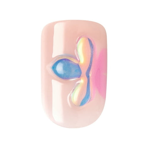 KISS Gel Fantasy Allure Ready-To-Wear Short Square Fake Nails, Pink Floral, 28 Pieces