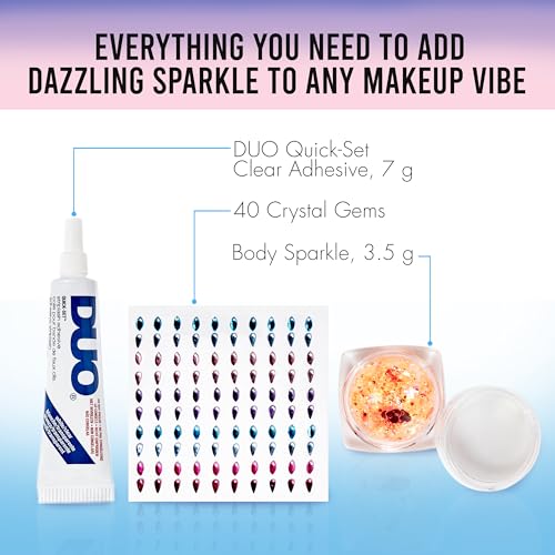 DUO 3 in 1 Believe & Dream Holiday 3-pair Gift Set, Includes DUO Clear Quick-Set Adhesive, Crystal Gems and Body Sparkle, 1-pack