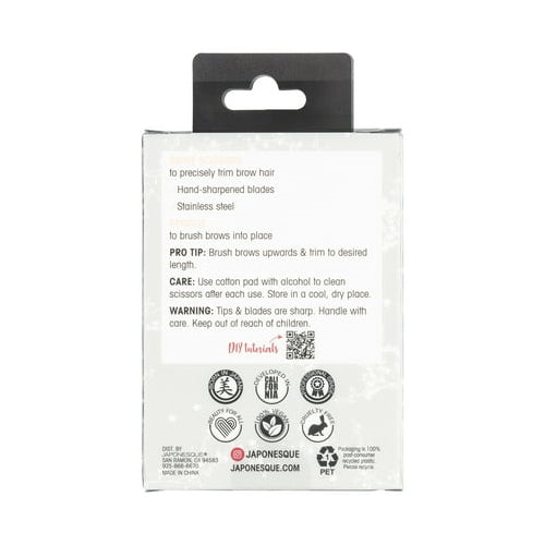 Japonesque Stainless Steel Brow Scissors and Spoolie Eyebrow Kit, 2-Piece