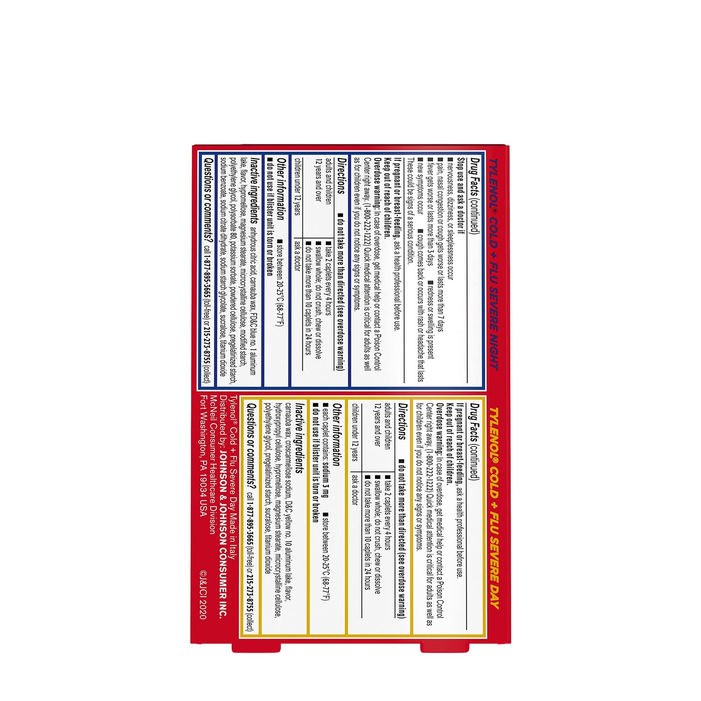Tylenol Cold + Flu Severe Day & Night Caplets for Fever, Pain, Cough & Congestion Relief, 24 Count