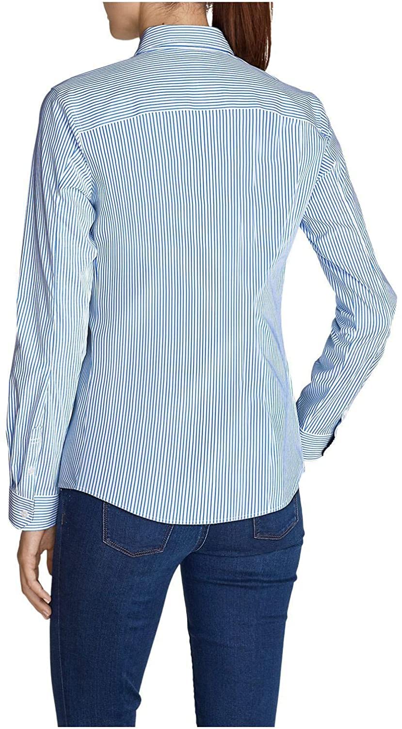 Eddie Bauer Women's Wrinkle-Free Long-Sleeve Shirt - Print, Blue Plus 3X