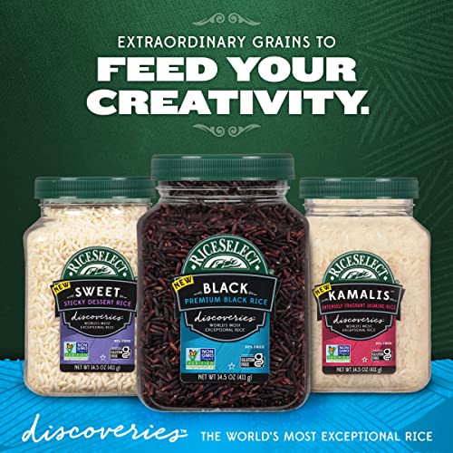 RiceSelect Discoveries Premium Black Rice, Whole Grain, Gluten-Free, Non-GMO, Vegan, 14.5-Ounce Jar