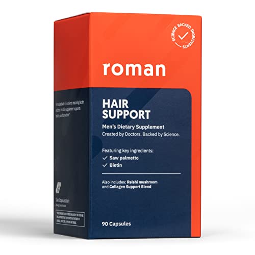 ROMAN Hair Support Supplement for Men | with Saw Palmetto, Zinc, and Biotin to Help Support and Nourish Hair | 30-Day Supply (90 Capsules)