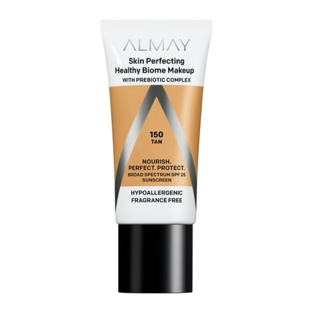 Almay Skin Perfecting Healthy Biome Foundation Makeup, SPF 25, 150 Tan, 1 fl oz