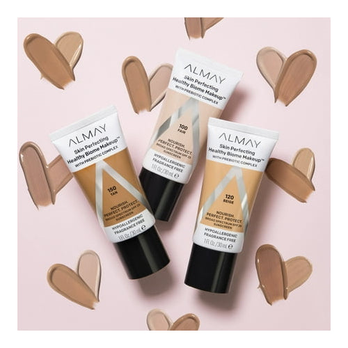 Almay Skin Perfecting Healthy Biome Foundation Makeup, SPF 25, 150 Tan, 1 fl oz