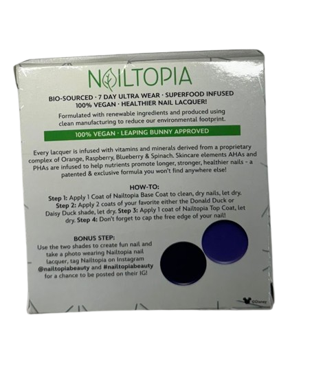 Nailtopia Disney 100 Nail Lacquer Kit Donald Duck & Daisy Purple/Blue Vegan