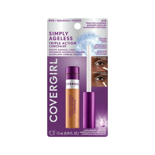 COVERGIRL Simply Ageless Triple Action Concealer, 370 Toasted Almond, 0.24 fl oz