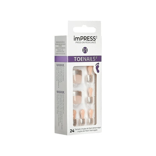 KISS imPRESS Square Press-On Toenails, Neutral, 24 Pieces
