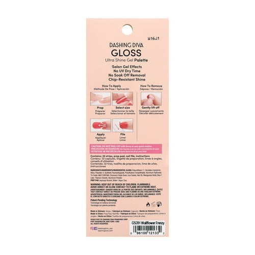 Dashing Diva GLOSS Ultra Shine Gel Palette, Wallflower Frenzy, 32ct, Nail Stickers