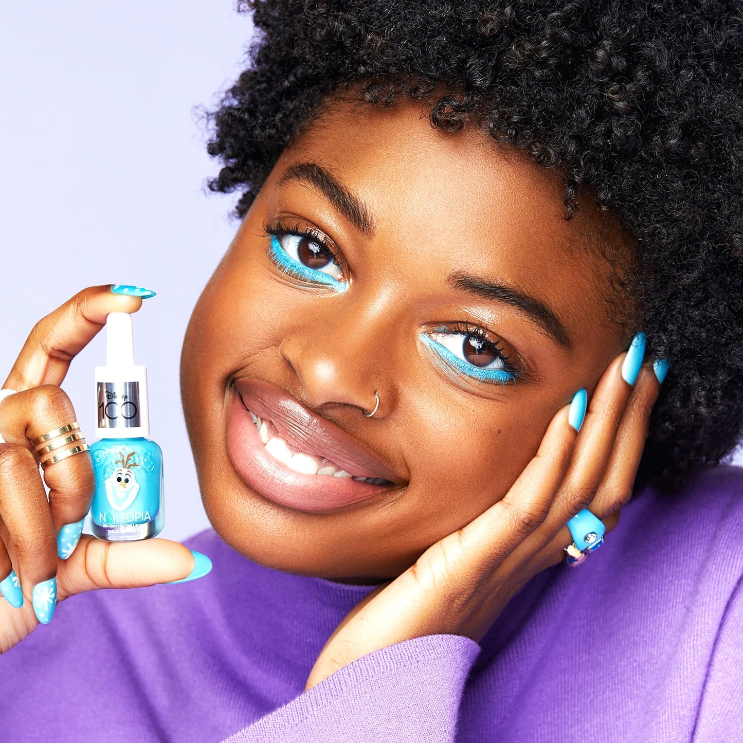Nailtopia Bio-Nail Lacquer Disney Collection Olaf-Superfood-Infused Polish-Chip Resistant Formula-Quick-Dry, Long Lasting Wear-Light Blue Metallic-0.169 oz