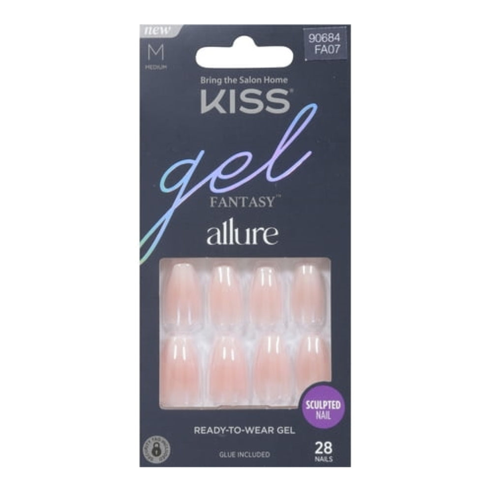 KISS Gel Fantasy Allure Glazed Donut Press-On Nails, Pink, Medium, Coffin Shape, 31 Ct.