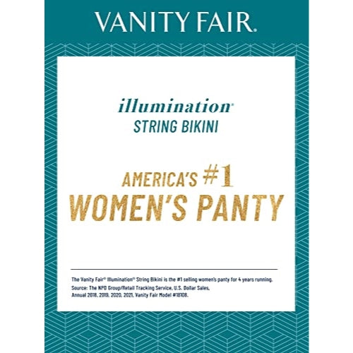Vanity Fair Women's Illumination String Bikini Panties, Silky Stretch & Satin Trim, Rose Beige, 6