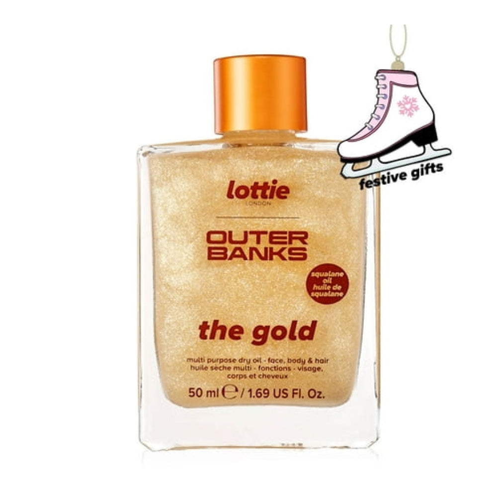 Lottie London X Outer Banks The Gold Body Dry Oil, Illuminating Golden Oil, 1.69 fl oz