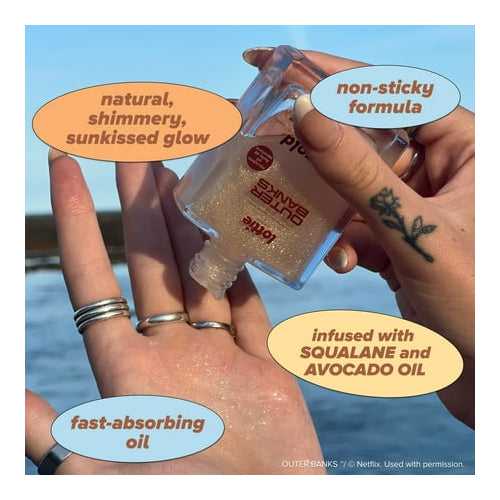 Lottie London X Outer Banks The Gold Body Dry Oil, Illuminating Golden Oil, 1.69 fl oz