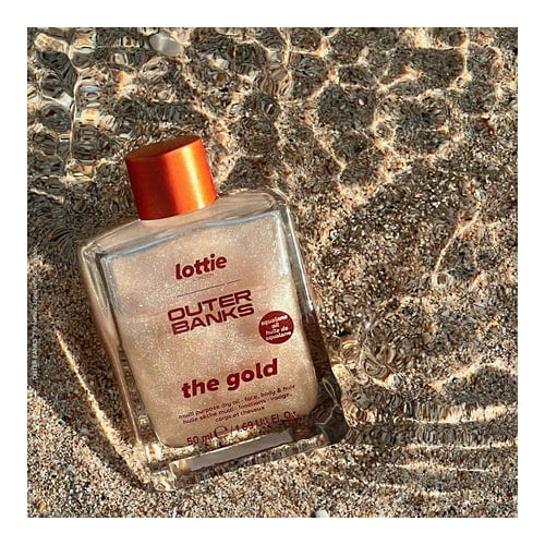 Lottie London X Outer Banks The Gold Body Dry Oil, Illuminating Golden Oil, 1.69 fl oz