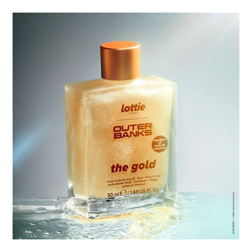 Lottie London X Outer Banks The Gold Body Dry Oil, Illuminating Golden Oil, 1.69 fl oz