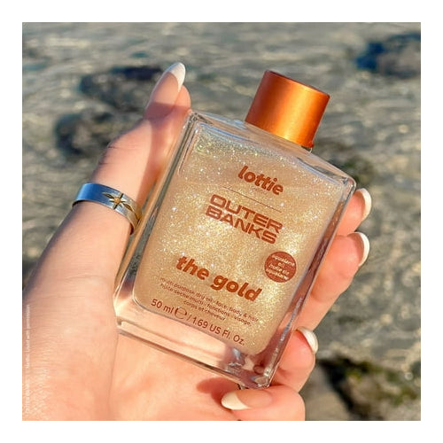 Lottie London X Outer Banks The Gold Body Dry Oil, Illuminating Golden Oil, 1.69 fl oz