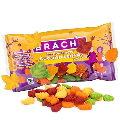 Mellowcreme Autumn Leaves Candy 8 oz Bag - Thanksgiving Leave Shaped Candy For Decorations, Toppings, Patry Favors - 5 Unique Flavores Pumpkin Spice, Salted Butterscotch, Sweet Maple, Caramel Apple, & Spiced Cider