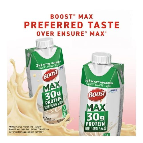BOOST Max Protein Nutritional Shake, Very Vanilla, 30g Protein, 4 -11 FL OZ (325 mL) Cartons