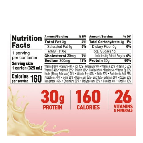 BOOST Max Protein Nutritional Shake, Very Vanilla, 30g Protein, 4 -11 FL OZ (325 mL) Cartons