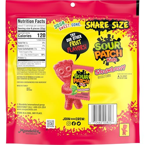 SOUR PATCH KIDS Strawberry Soft & Chewy Candy, Share Size, 12 oz