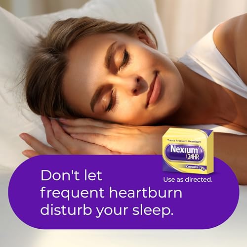 Nexium 24HR Acid Reducer Heartburn Relief Capsules for All-Day and All-Night Protection from Frequent Heartburn, Heartburn Medicine with Esomeprazole Magnesium - 42 Count