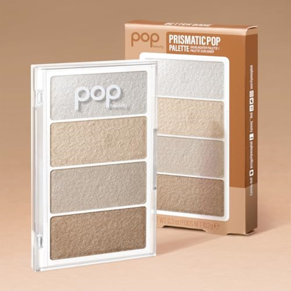 POP Beauty PRISMATIC POP PALETTE | BETTER BARE - Ultra Light Reflecting Blush Palette, Seamlessly Blends onto Skin for an Ethereal Finish, 4 Shade Skin Illuminator for 3D Glow | 0.3 Oz
