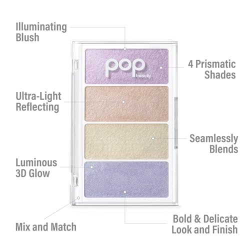 POP Beauty PRISMATIC POP PALETTE | SUPERNOVA - Ultra Light Reflecting Blush Palette, Seamlessly Blends onto Skin for an Ethereal Finish, 4 Shade Skin Illuminator for 3D Glow | 0.3 Oz