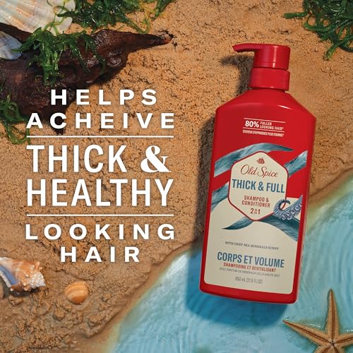 Old Spice Mens 2 in 1 Shampoo and Conditioner for All Hair Types, Thick & Full 21.9 fl oz