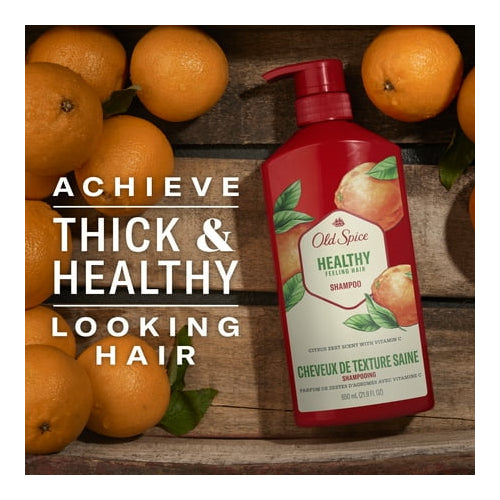 Old Spice Healthy Feeling Hair Shampoo for Men, Citrus Zest Scent with Vitamin C 22 fl oz for All Hair Types
