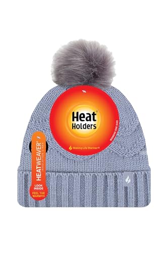 Heat Holders Women's Courtney Roll-Up Hat with Wispy Pom-Pom Navy/One Size