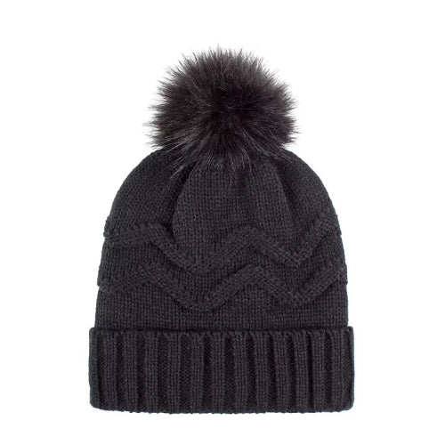 Heat Holders Women's Courtney Roll-Up Hat with Wispy Pom-Pom Navy/One Size