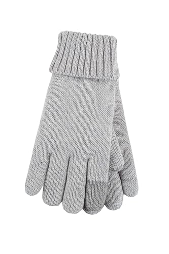 Heat Holders Women's Cathy Flat Knit Glove with Touch Screen Cloud Grey/Women's L/XL in Large/X-Large