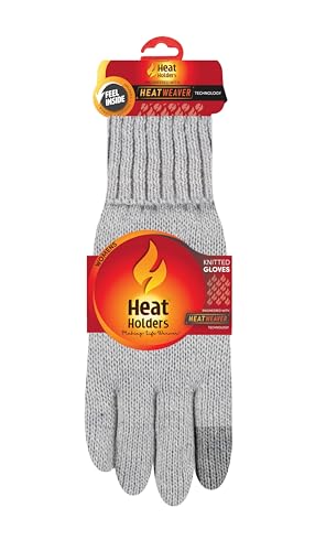Heat Holders Women's Cathy Flat Knit Glove with Touch Screen Cloud Grey/Women's L/XL in Large/X-Large