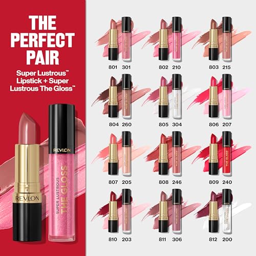 Revlon Super Lustrous Lip Gloss, Non-Sticky, Hydrating, High Shine Finish, 310 Choco Crush, 0.13 oz