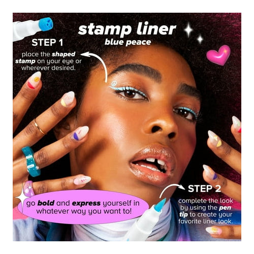 Lottie London Proud to Be Stamp Coloured Liner, Duo Coloured Stamp Eyeliner, Blue Peace, 1.3m