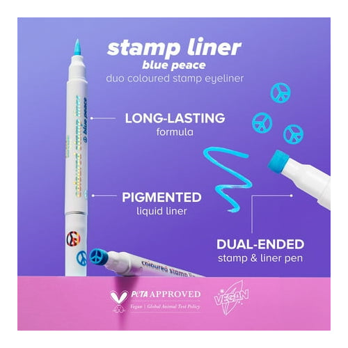 Lottie London Proud to Be Stamp Coloured Liner, Duo Coloured Stamp Eyeliner, Blue Peace, 1.3m