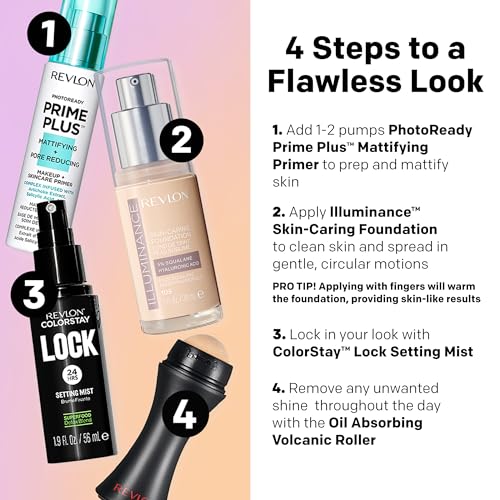 Revlon Illuminance Skin-Caring Liquid Foundation, Hyaluronic Acid, Hydrating and Nourishing Formula with Medium Coverage, 609 Sienna, 1 fl oz