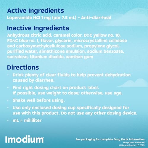 Imodium A-D Liquid Anti-Diarrheal Medicine with Loperamide Hydrochloride to Help Control Symptoms of Diarrhea Due to Acute, Active & Traveler's Diarrhea, Mint Flavor, 8 fl. oz