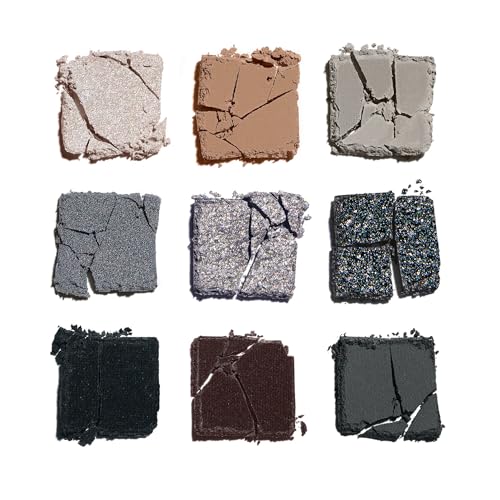 Lottie London Lottie Palette in Soft Grunge, 9 shade compact eyeshadow palette in metallic grey and silver shades in a mix of creamy mattes and sparkling shimmers
