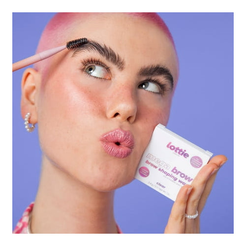 Lottie London Mega Brow Enhancer, Brow Shaping Gel Wax & Brush Set, Clear, 0.11 oz