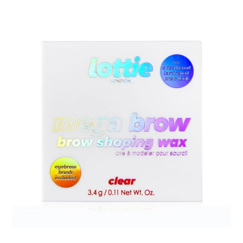 Lottie London Mega Brow Enhancer, Brow Shaping Gel Wax & Brush Set, Clear, 0.11 oz